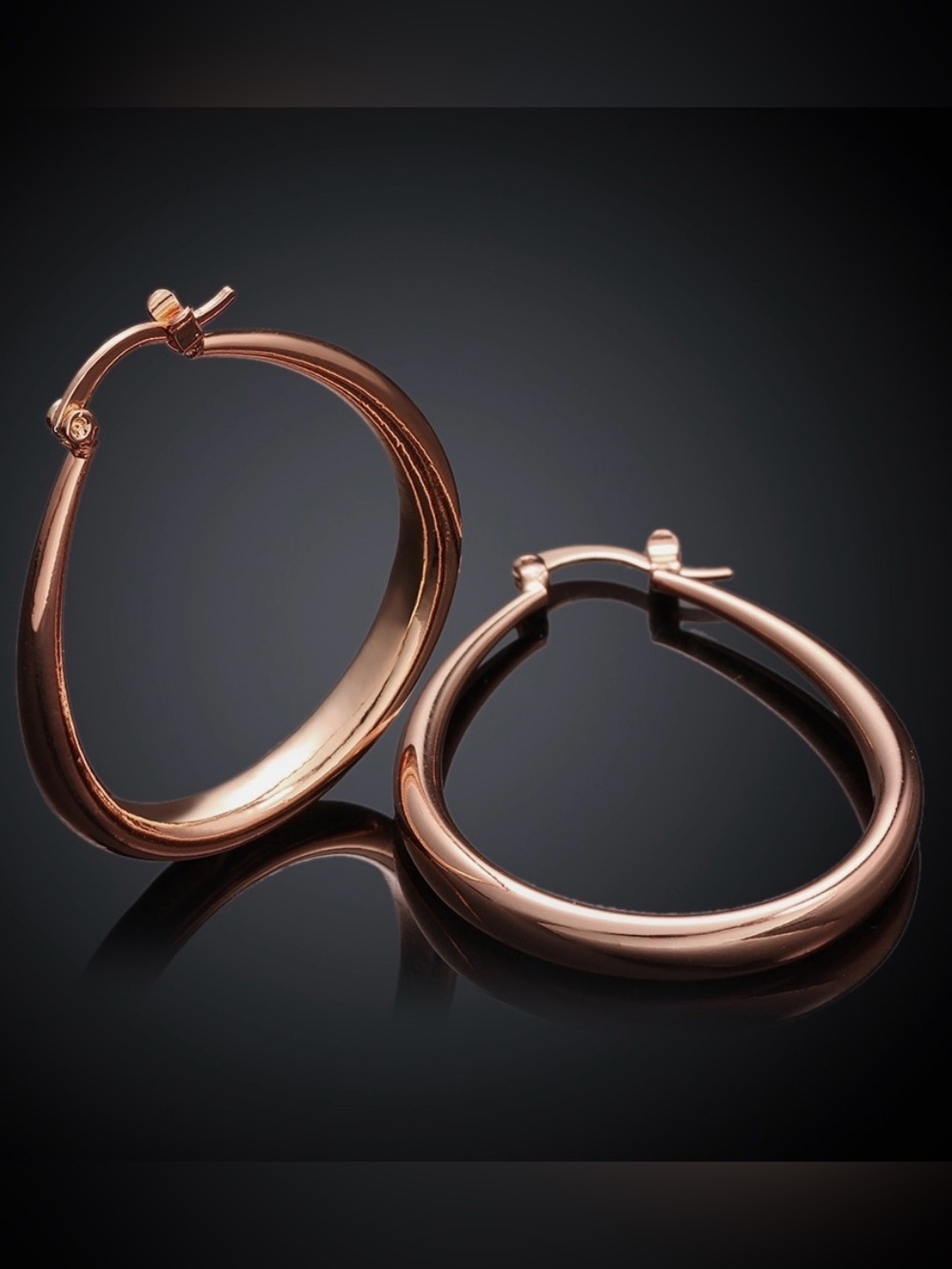 18K Rose Gold Latch Back Hoop Bali Earrings L126